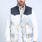 Mens Ethnic Aztec Quilted Fur Lined Charcoal Vest