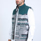 Mens Ethnic Aztec Quilted Fur Lined Green Vest