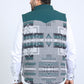 Mens Ethnic Aztec Quilted Fur Lined Green Vest