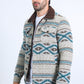 Mens Ethnic Aztec Quilted Fur Lined Grey Jacket