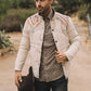 Men's Ethnic Aztec Quilted Fur Lined Twill Beige Jacket