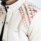 Men's Ethnic Aztec Quilted Fur Lined Twill Beige Jacket