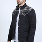 Men's Ethnic Aztec Quilted Fur Lined Twill Black Jacket