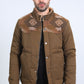 Men's Ethnic Aztec Quilted Fur Lined Twill Brown Jacket