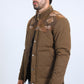 Men's Ethnic Aztec Quilted Fur Lined Twill Brown Jacket