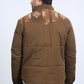 Men's Ethnic Aztec Quilted Fur Lined Twill Brown Jacket