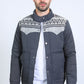 Men's Ethnic Aztec Quilted Fur Lined Twill Grey Jacket