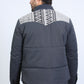 Men's Ethnic Aztec Quilted Fur Lined Twill Grey Jacket