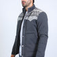 Men's Ethnic Aztec Quilted Fur Lined Twill Grey Jacket