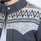 Men's Ethnic Aztec Quilted Fur Lined Twill Grey Jacket