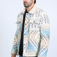 Mens Ethnic Aztec Quilted Twill Beige Jacket