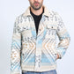 Mens Ethnic Aztec Quilted Twill Beige Jacket