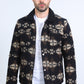 Mens Ethnic Aztec Quilted Twill Black/Brown Jacket