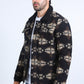 Mens Ethnic Aztec Quilted Twill Black/Brown Jacket