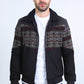 Mens Ethnic Aztec Quilted Twill Black/Charcoal Jacket W/Suede Accents