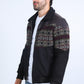 Mens Ethnic Aztec Quilted Twill Black/Charcoal Jacket W/Suede Accents