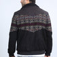 Mens Ethnic Aztec Quilted Twill Black/Charcoal Jacket W/Suede Accents