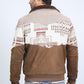 Mens Ethnic Aztec Quilted Twill Brown Jacket W/Suede Accents