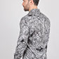 Mens Modern Fit Stretch Foiled Gray Long Sleeve Shirt