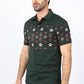 Mens Modern Fit Stretch Cotton Aztec Panoramic Print Polo