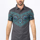 Men's Grey Aztec Panoramic Print Polo