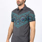 Men's Grey Aztec Panoramic Print Polo