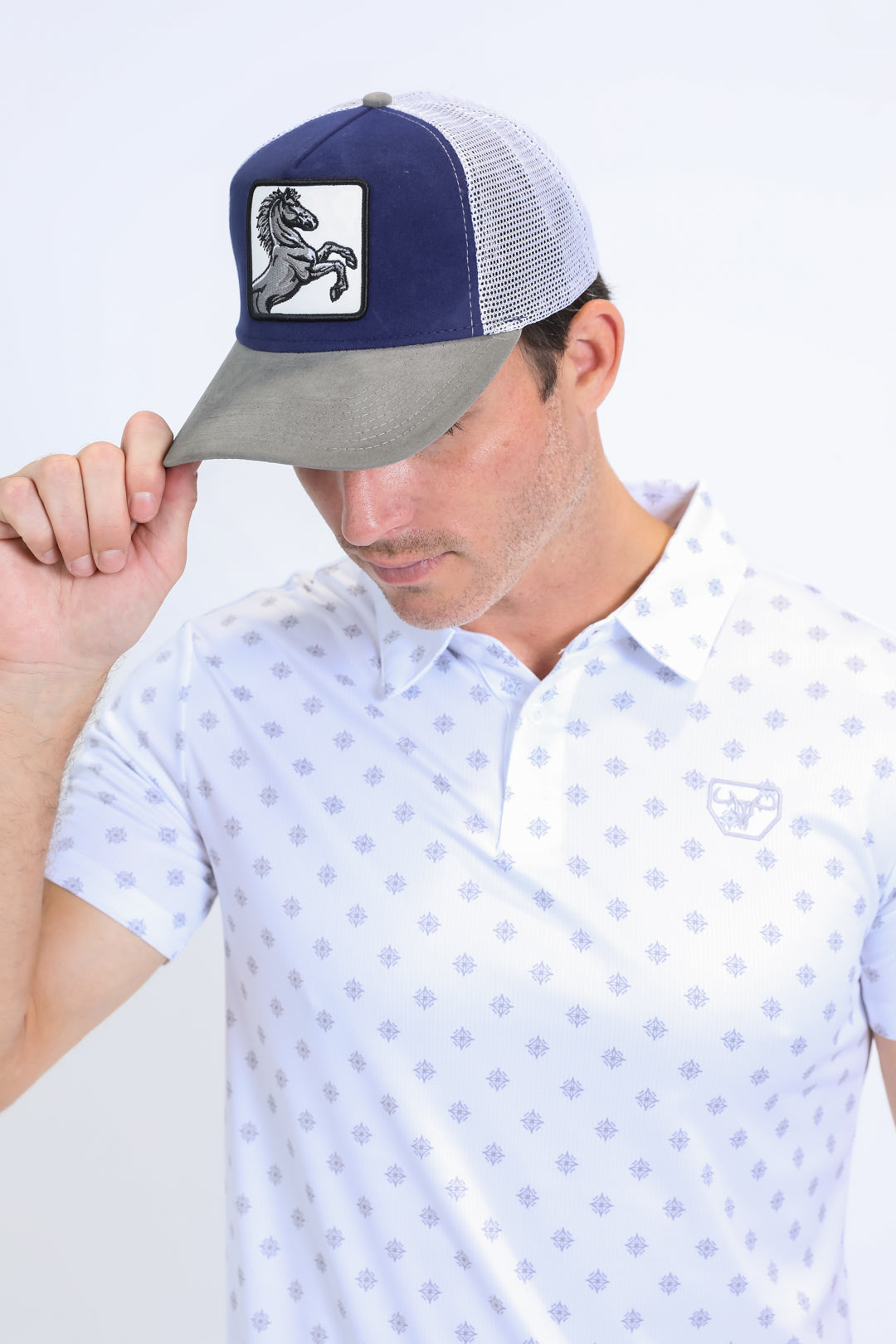 Mens Horse Logo Baseball Grey Cap