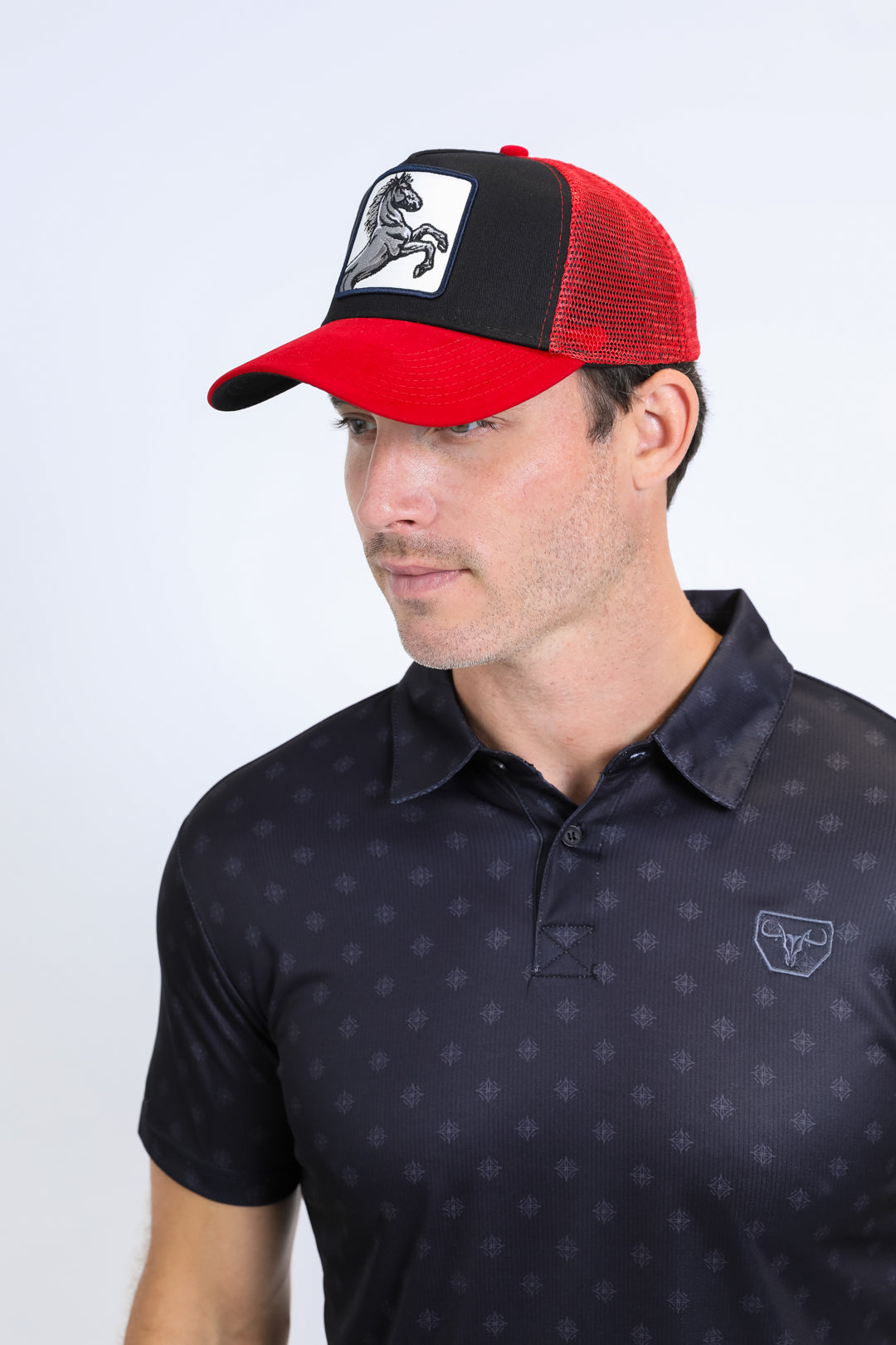 Mens Horse Logo Baseball Red Cap