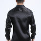 Mens Jacquard Fabric Print Modern Fit Long Sleeve Black Shirt