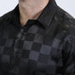 Mens Jacquard Fabric Print Modern Fit Long Sleeve Black Shirt