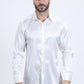 Mens Jacquard Fabric Print Modern Fit Long Sleeve White Shirt