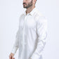 Mens Jacquard Fabric Print Modern Fit Long Sleeve White Shirt