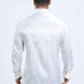 Mens Jacquard Fabric Print Modern Fit Long Sleeve White Shirt