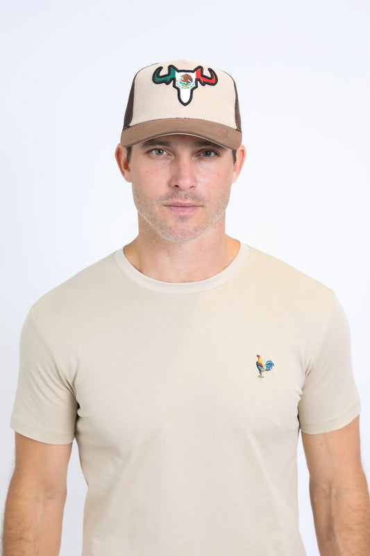 Mens MEXICO 3D Logo Baseball Khaki Cap