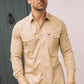 Men's Modern Fit Solid Beige Dress Shirt