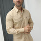 Men's Modern Fit Solid Beige Dress Shirt