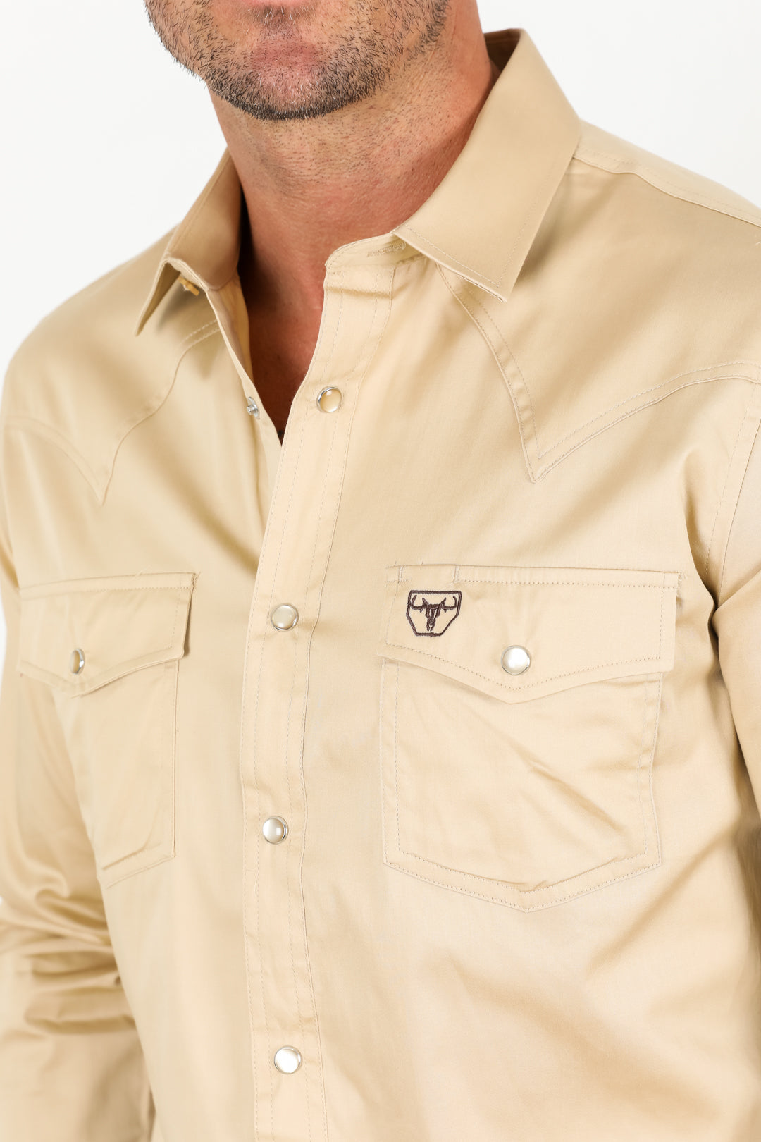 Men's Modern Fit Solid Beige Dress Shirt