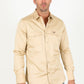 Men's Modern Fit Solid Beige Dress Shirt