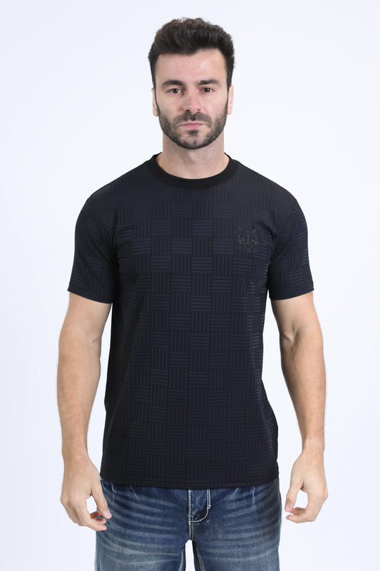 Mens Modern Fit Cotton Stretch Black T-Shirt