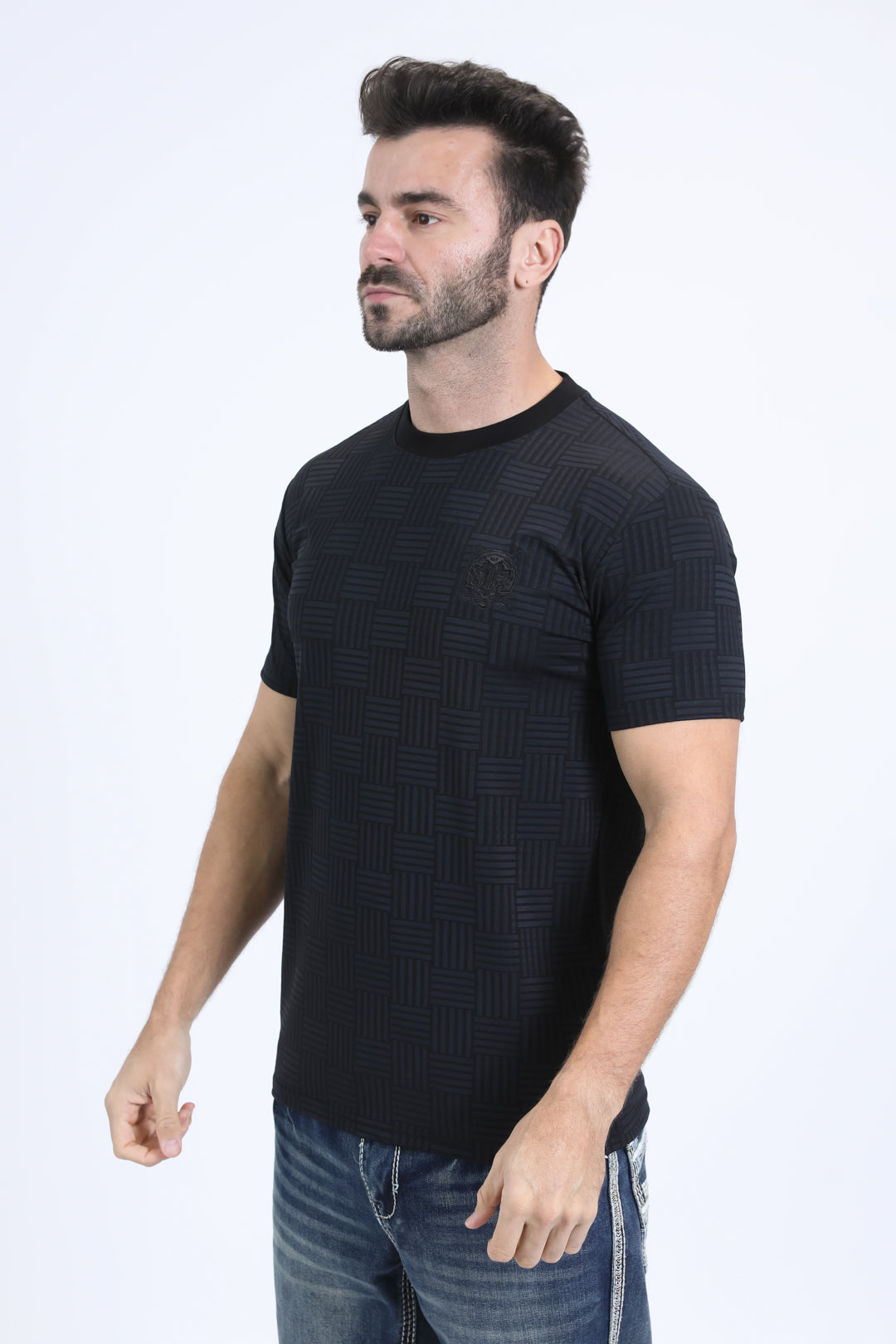 Mens Modern Fit Cotton Stretch Black T-Shirt