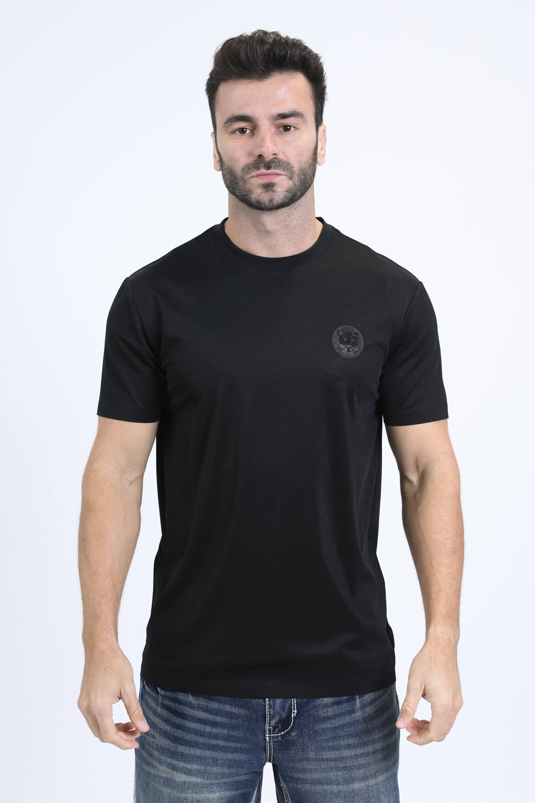 Mens Modern Fit Cotton Stretch Black T-Shirt