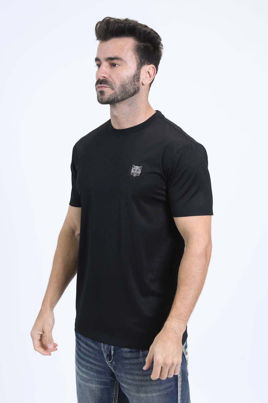 Mens Modern Fit Cotton Stretch Black T-Shirt