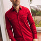 Men's Modern Fit Solid Red Dress Shirt