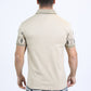 Mens Modern Fit Stretch Cotton Beige Polo with Aztec Print