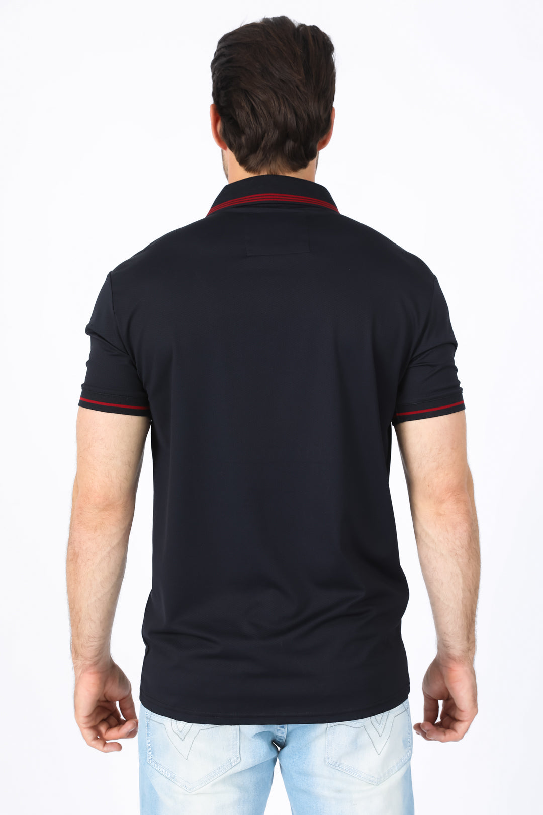 Mens Modern Fit Stretch Cotton Black Polo