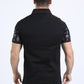 Mens Modern Fit Stretch Cotton Black Polo with Aztec Print