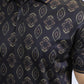 Mens Modern Fit Stretch Cotton Black Polo with Aztec Print