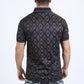 Mens Modern Fit Stretch Cotton Black Polo with Aztec Print