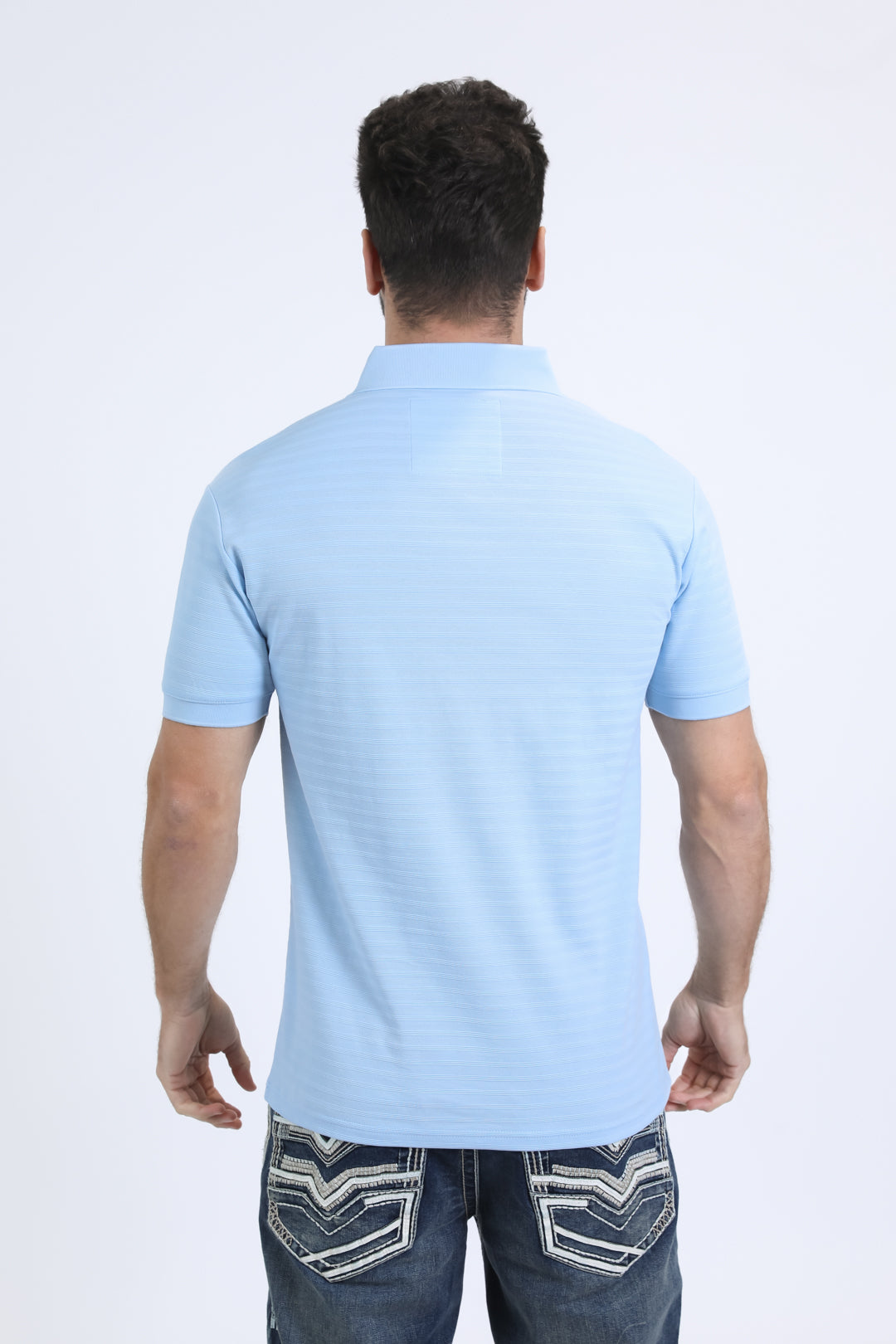 Mens Modern Fit Stretch Cotton Blue Polo