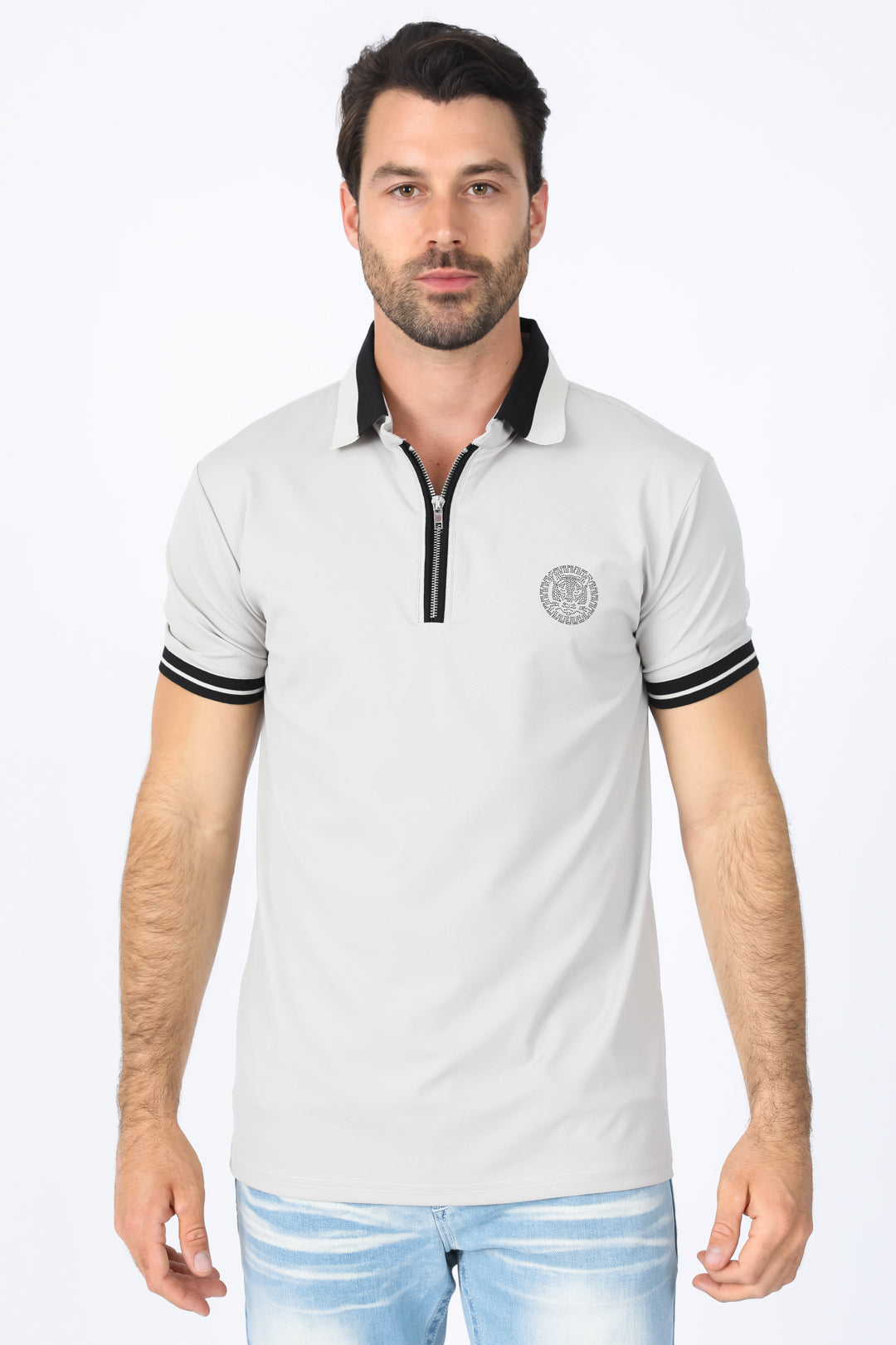 Mens Modern Fit Stretch Cotton Bone Polo